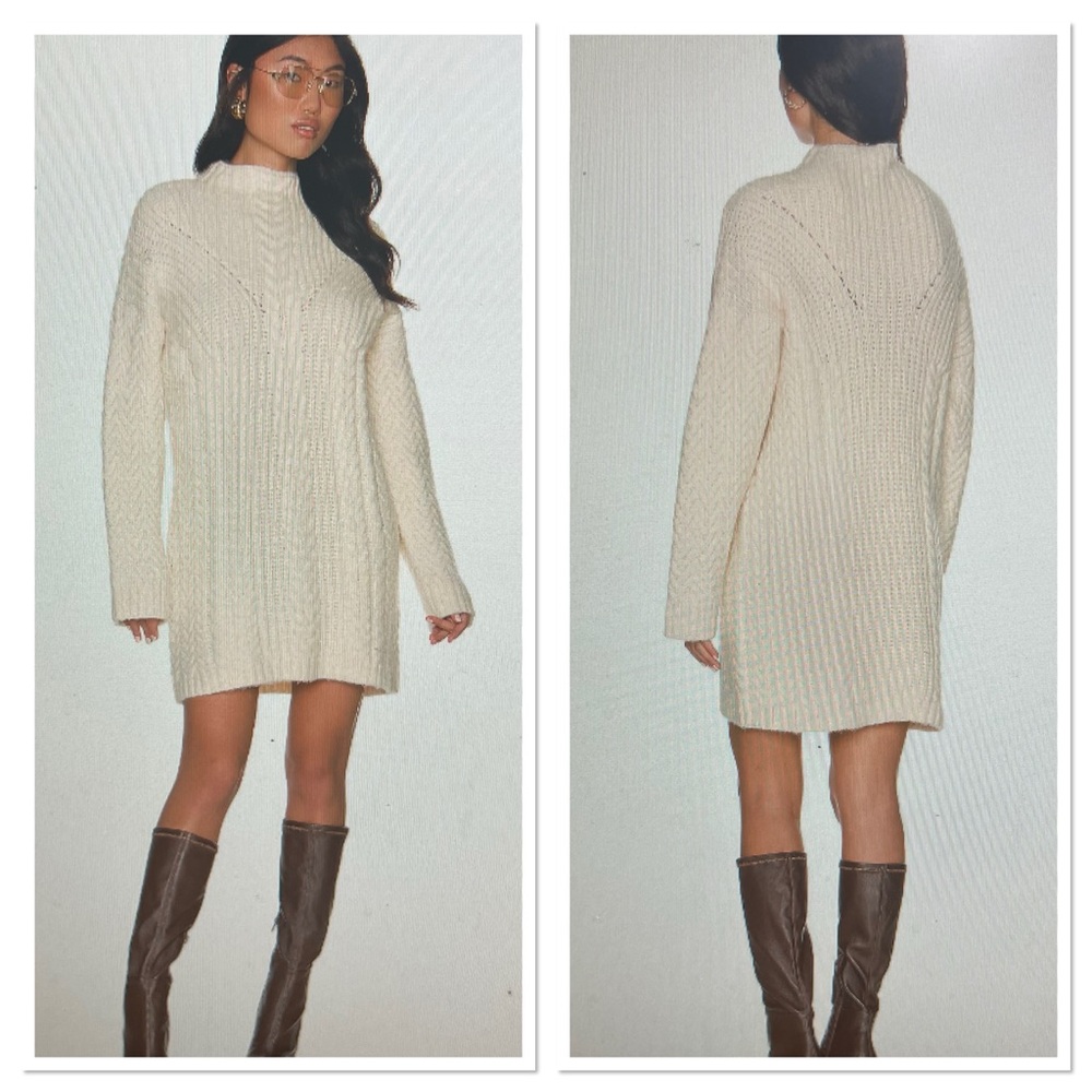 L'Academie Calliope Cable Knit Sweater Dress Sz M Acrylic Polyester Wool NWT